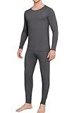 Ekouaer Men Thin Thermal Underwear Set Soft Long Johns Set 2 Pcs Warm Base Layer Top & Bottom for Cold Weather Dark Grey M