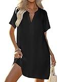 Halife Women's Cover Up Shirt V-Neck Swimsuit Bikini Beachwear Bathing Suit Cover Ups Beach Dress Black L