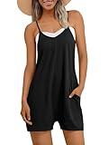 AUTOMET Womens Rompers Jumpsuits Summer Vacation Beach Outfits 2025 Shorts Overalls Jumpers Loose Casual Soft Fashion Maternity Clothes Black L