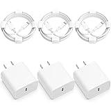 USB C Charger iPhone Charger Fast Charging 3Pack 20W Type C Wall Charging Block with 6FT Long USB C Cable Compatible for iPhone 14Pro/13 Pro/12/12 Pro Max/11/XS Max/XS/XR/X/8