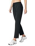 baleaf Women's Golf Pants with Pockets Petite Stretch Work Pant High Waisted Sweatpants for Travel Athletic Black L