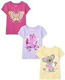 The Children's Place baby girls and Toddler Short Sleeve Graphic T- 3-pack T Shirt, Koala/ Butterfly/ Dino, 18-24 Months US