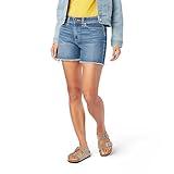 Levi Strauss Signature Women's True Shorts Mid-Rise Stretch Denim (Also Available in Plus), (New) Golden Star, 14