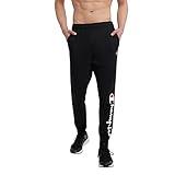 Champion Men's Lounge Joggers, Pants, Standard Fit, Lightweight, C, Black-Classic Script Logo, Medium