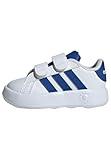 adidas Baby Grand Court 2.0 Velcro Strap Sneaker, White/Team Royal Blue/Black, 4 US Unisex Infant