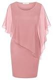 SeSe Code Mother of Groom Dresses for Wedding as a Guest,2025 Summer Mesh Cape Overlay Bodycon Knee Length Party Cocktail Formal Pencil Dress Pink 2XL