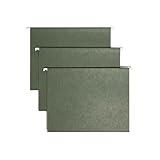 Smead Hanging File Folder, 1/5-Cut Adjustable Tab, Letter Size, Standard Green, Hanging Folders for Filing Cabinets, File Organizer Folder, 25 Per Box (64055)