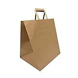 Kraft Paper Bags with Flat flat handles 14x10x15.75 inches Perfect for Gift Bags, Fashion Bags, Shopping Bags, Party Bags, Storage bags, Retail Bags and More, Reusable, Eco-friendly and Sustainable (1410FB 200C)