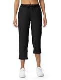 TBMPOY Womens Cargo Capris with Pockets Lightweight Hiking Capris Pants Quick Dry Casual Cropped Pants Summer Trip Cotton Black XL
