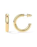 PAVOI 14K Yellow Gold Plated Lightweight Chunky Open Hoops - Gold Hoop Earrings for Women - 30mm Thick Infinity Hoops Earrings