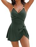 Blooming Jelly Womens Tummy Control Swim Suits One Piece Modest Bathing Suit Ruched Cute 2025 Swimdress (XL, Army Green)