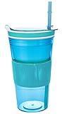 Eohak 2 in 1 Snack and Drink Cup Kid's Combo All-in-One Tumbler for On-The-Go No Spill Straw Cup (Blue)