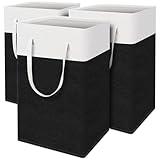 TasticTotes laundry basket 3-Pack, laundry hamper, Hamper with handles, collapsible laundry baskets, Waterproof dirty clothes hamper, Towel Storage for Home or Dorm, 75L-Black