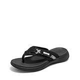 DREAM PAIRS Women's Arch Support Flip Flops Comfortable Thong Sandals,Size 8,Black,Breeze-1