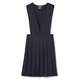 French Toast Big Girls' V-Neck Pleated Jumper, Navy, 7
