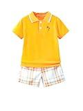 Afsmlys Kids Tween Boy Clothes Casual Short Sleeve Polo Shirt + Plaid Print 2Pcs Shorts Summer Clothing Set(7-8T)