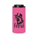 Feral Slim Can Cooler for Women & Men – Set of Two Funny Pink Insulated Slim Can Hugger – Summer Party Drink Sleeve, Lake & Beach Accessory, BBQ Essential, Unique Gift for Friends, Him & Her