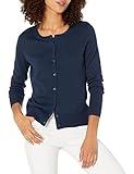 Amazon Essentials Women's Lightweight Crewneck Cardigan Sweater (Available in Plus Size), Navy, Small