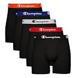 Champion Men's Boxer Briefs, Every Day Comfort Stretch Cotton Moisture-Wicking Underwear, Multi-Pack, Black-5 Pack, Medium