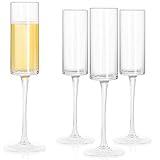Ciaell Champagne Flutes Set of 4 - Vintage Crystal Hand Blown Champagne Glasses With Long Stem - Elegant Sparkling Wine Stemware - Unique Gift for Birthday, Wedding, Anniversary & Daily Use