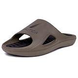Nautica Men's Athletic Slides Sport Shower Sandals for Indoor & Outdoor - Lightweight, Durable and Comfortable-Kyan-OliveBlack-Size 11
