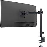 VIVO Single 13 to 38 inch Ultrawide Monitor Arm Desk Mount, Regular Screens up to 32 inches, 22 lbs capacity, Fully Adjustable Stand with C-Clamp and Grommet Base, Black, STAND-V001