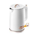 OLEGA Electric Kettle - 1500W Electric Tea Kettle 1.8L Stainless Steel Inner Electric Kettles for Boiling Water Auto Shut Off Boil-Dry Protection Electric Water Kettle for Coffee Tea White