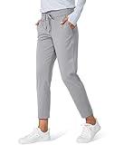 G Gradual Women's Pants with Deep Pockets 7/8 Stretch Sweatpants for Women Athletic, Golf, Lounge, Work (Light Grey, Large)