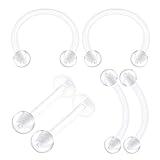 6PCS Bioplastic Clear Monroe Piercing Retainer 16 Gauge 3/8 10mm Ball Medusa Lobe Earrings Cartilage Jewelry 2500