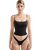 SUUKSESS Women Sexy Square Neck Tank Top Summer Y2K Going Out Tops Casual Sleeveless Basic Cami Shirts (Black, XS)