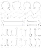 Mayhoop 38pcs Clear Piercing Retainers For Surgery Bioflex Nose Rings Belly Rings Septum Eyebrow Lip Cartilage Tragus Earring Retainer Industrial Bar Plastic Piercing Jewelry For Work