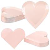 Valentine's Day Party Supplies, Heart Shaped Disposable 9" Paper Plates and 3 Ply Napkins for Best Mom Gift, Valentine's Day Engagements Wedding Anniversaries Bridal Showers Birthday, 50 Count / Blush