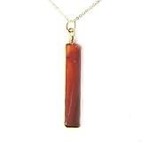 EleganceWithFlair 28 inch long Semiprecious Natural Stone Vertical Rectangle Bar Pendant Long Necklace Fashion Jewelry for women