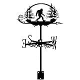 Weathervane Monster Shape Ornament Wind Vane with Roof Mount Direction Creative Architectural Garden Decoration for House Garage and Pavilion, Bigfoot