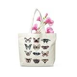 TCHOND Butterfly Canvas Tote Bag, Butterfly Aesthetic Shopping Grocery Bag, Christian Beach Bag Gifts For Women Lady Sisters Friends Family, Spring Summer Party Reusable Grocery Bag, 10