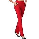 Prime The Day 2024 Special Deals,Dressy Yoga Pants for Work,Women Business Casual Office Work Pants Premium Stretch Yoga Pants High Waist Work Dress Pant Workout Slacks,Red-A,X-Large