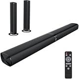 Assistrust Sound Bar for Smart TV, Soundbar with Bluetooth/ARC/Opt/AUX Connect, Auto Volume Boost, 3 Equalizer Modes, 2 in 1 Detachable Soundbar for TV/PC/Gaming/Projectors