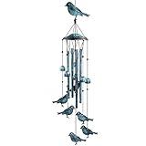 Monsiter QE Bird Wind Chimes for Outside, Outdoors Wind Chimes with 4 Large Aluminum Tubes & S Hook - Outdoor Clearance Hanging Decor for Garden, Patio, Backyard or Porch