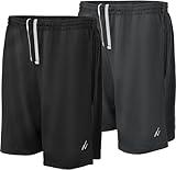NY Threads Mens Athletic Shorts 2 Pack Quick Dry Lightweight Running Workout Gym Shorts with Pockets, Medium, Black/Dark Grey