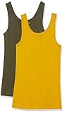 Amazon Essentials Women's Slim-Fit Tank Top, Pack of 2, Dark Olive/Gold, Large