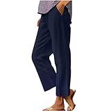 Capri Pants for Women Casual Straight Leg Lounge Trousers Elastic High Waist Lightweight Comfy Soft Palazzo Pants