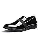 Bruno Marc Mens Dress Tuxedo Shoes Slip-on Classic Wedding Loafers, Bright Black - 14 (SBOX227M)