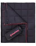 KingCamp Ultralight Camping Blanket, Packable Down Alternative Puffy Wearable Blankets Weatherproof Warm Package Quilt with Snap Buttons for Outdoor Hiking Travel Picnic Stadium (69"L x 53"W, Black)