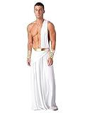 JanJean Men Retro Roman Toga Costume Ancient Greek Warrior Cosplay Outfits for Halloween Theme Party White Large