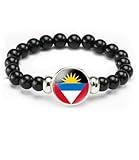 vmcoatdu Antigua and Barbuda Flag Bracelet Elastic Rope Beaded Bracelet Support Your Country Travel Souvenir Gifts for Men Women (Antigua and Barbuda)