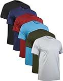 OYGSieg 6 Pack Workout Shirts for Men Short Sleeve Athletic Active Tops Quick Dry Crew Neck T Shirt for Running XXL