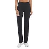 Jockey Women's Premium Pocket Slim Flare Yoga Pants, Deep Black, X-Large