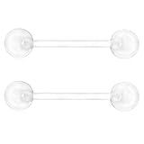 Ruifan 14G 16mm Clear Flexible Acrylic Nipple Tongue Barbell Ring Body Piercing Jewelry Retainer 2PCS