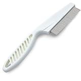 SunGrow Detangling Pet Comb for Dogs, Cats, Ferrets, Anti-static Groomer Removes Tangles & Knots, Tear Stain Removal, Stainless Steel Pins with Rounded & Smooth Ends, White Non-slip Grip Handle, 7.4"