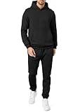 JMIERR 2 Piece Tracksuit for Men Long Sleeve Hoodie Sweatshirt Joggers Sweatpants Track Suits Set Fall Sports Casual Sweatsuits Fleece Matching Lounge Sets, 2XL, Black